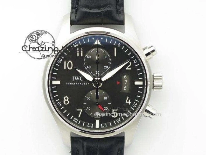 MIROTIME 0514 Pilot Chrono Spitfire IW387903 SS ZF 1:1 Best Edition Black Dial on Brown Leather Strap A OdorResistant 7127